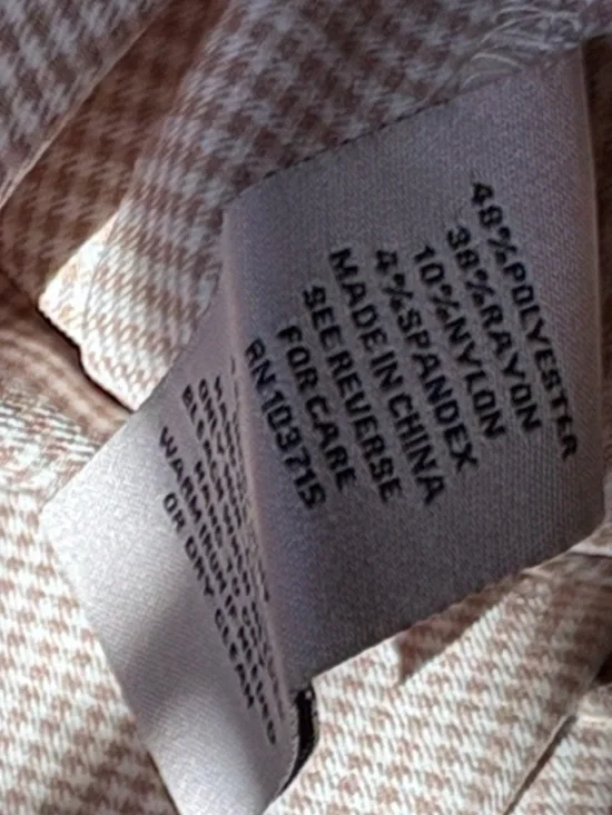 New Nanette Lepore Tan and White Checked Cropped Pull-On Pants - Picture 4 of 11